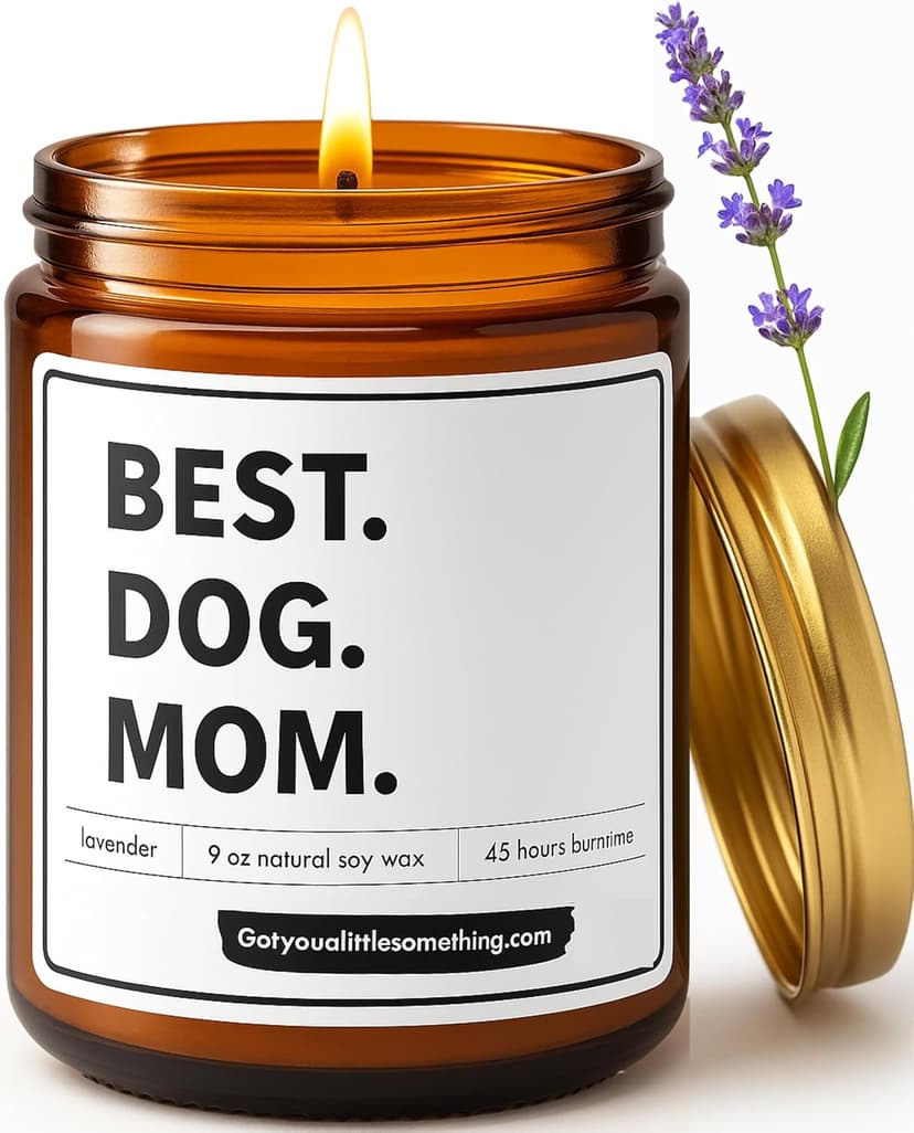 Best Dog Mom Lavender Vanilla Scented Candle, 100% Soy Wax, Long Lasting, 9oz - Dog Mom Gifts for Women - New Puppy Funny Present Idea for Pet Owner