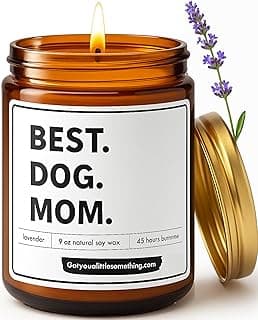 Best Dog Mom Lavender Vanilla Scented Candle, 100% Soy Wax, Long Lasting, 9oz - Dog Mom Gifts for Women - New Puppy Funny Present Idea for Pet Owner