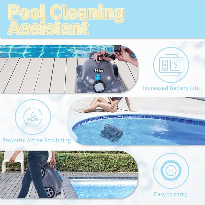 Cordless Robotic Pool Cleaner,Automatic Pool Vacuum Robot for In-Ground/Above Ground Pools,150 Min Runtime, IPX8 Waterproof, 2200 Sq Ft Coverage (Dark Grey)
