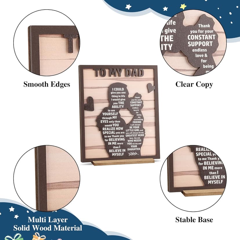 Gifts for Dad from Daughter, Best Dad Ever Gifts, Father s Day Gifts for Dad from Daughter, Daddy Gift Ideas, Dad Christmas Gifts Birthday Gifts, Dad and Daughter Gifts Wooden Silhouette Sign Plaque
