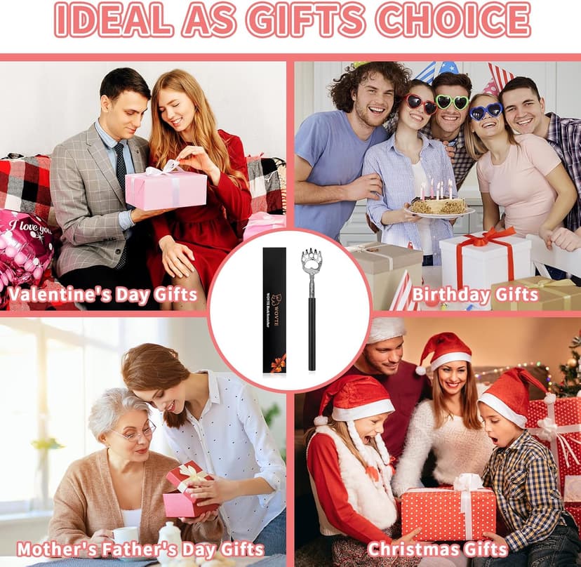 WOVTE Bear Claw Extendable Back Scratcher for Men Women, Stocking Stuffers for Adults Men, Mothers Day Fathers Day Birthday Christmas Gifts for Men Women Mom Dad Husband