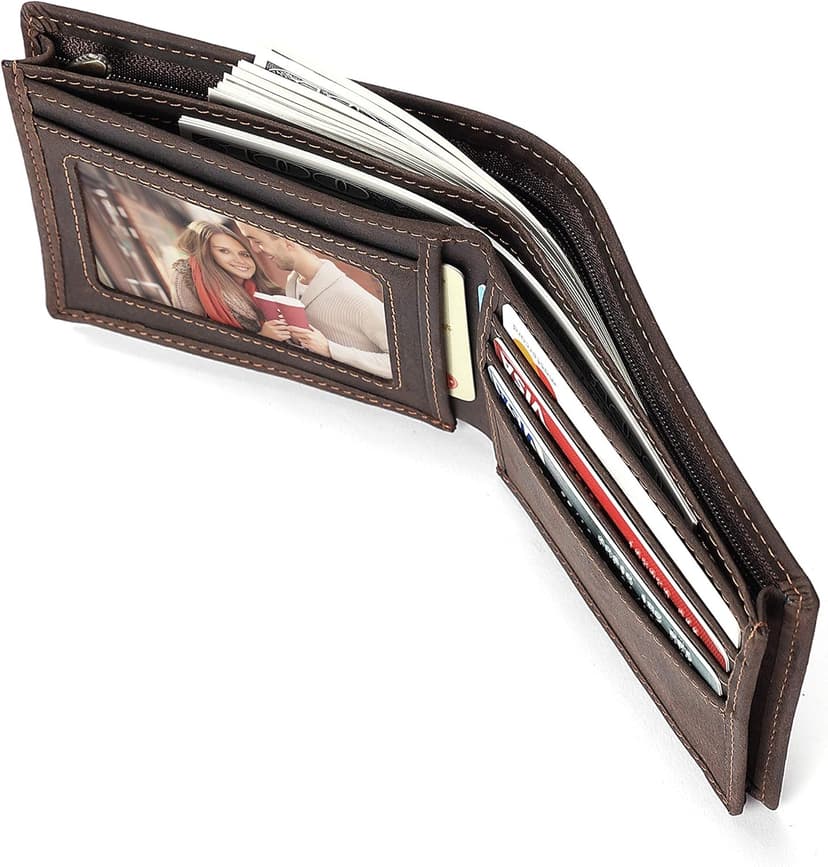 Personalized Engraved Leather Wallet for Dad Son Husband Boyfriend - Perfect for Christmas Anniversary Birthday Fathers Day Valentines Graduation Wedding - Custom Love Message Bifold Wallets for Men