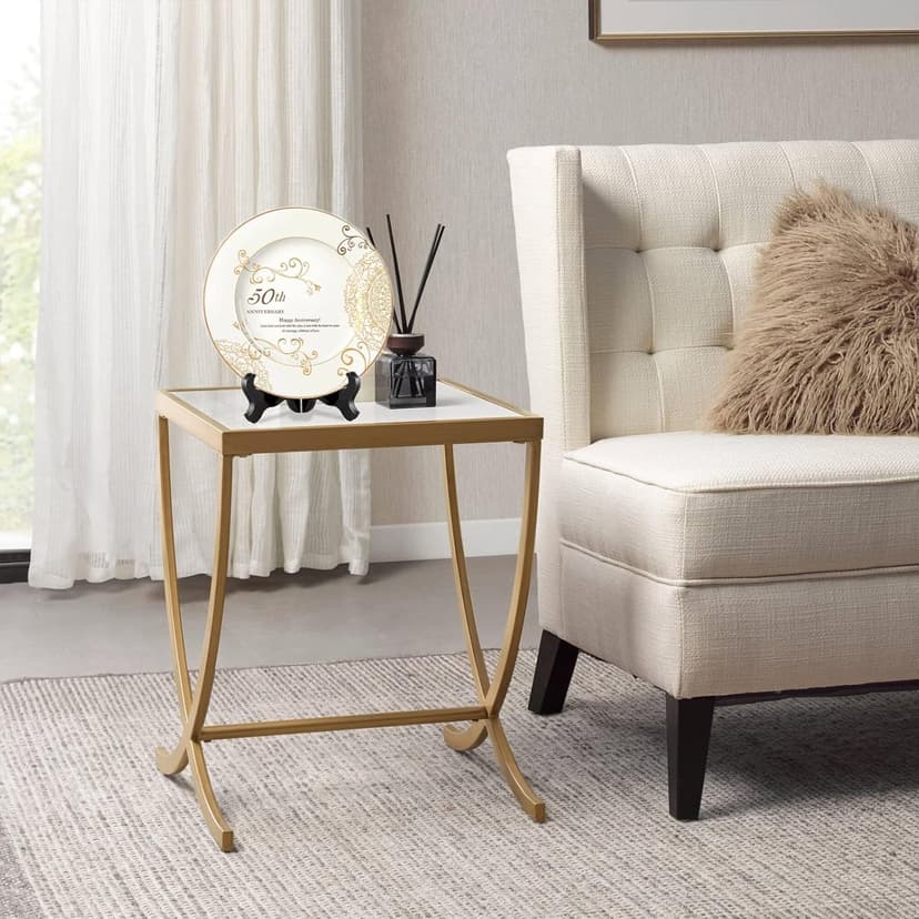 50th Anniversary Wedding Gifts for Couple/Parents/Grandparents, 50th Golden Presents for Marriage, Gold Porcelain Keepsake Plate with Stand, 10 inch