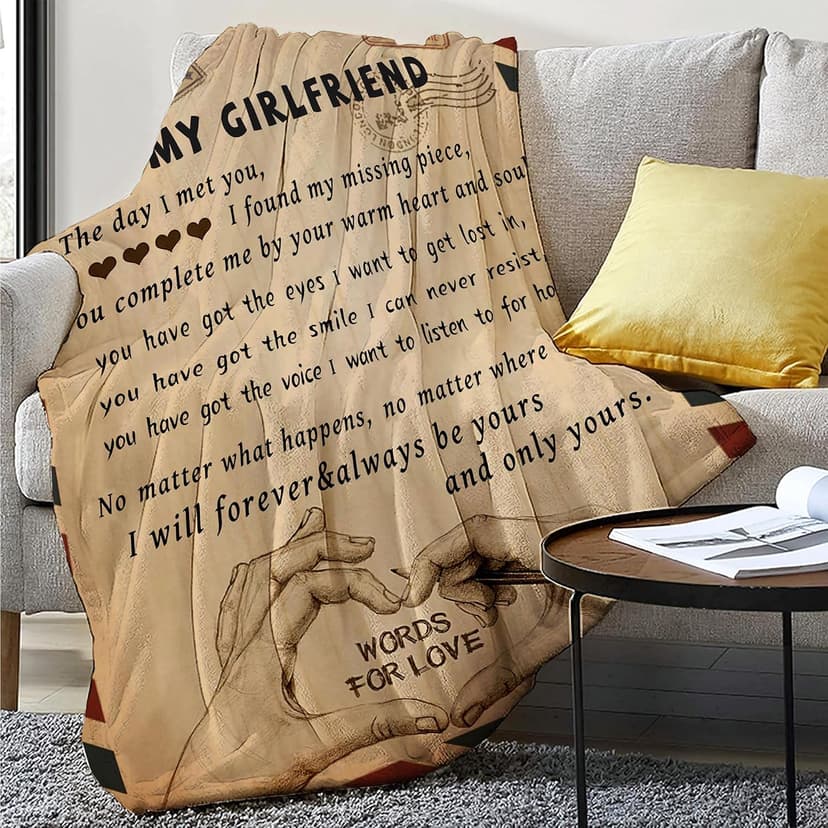 Gifts for Girlfriend to My Girlfriend Blanket Romantic Gifts for Her I Love You Throw Blankets Birthday Anniversary Blankets for Bed Sofa 50"x60"