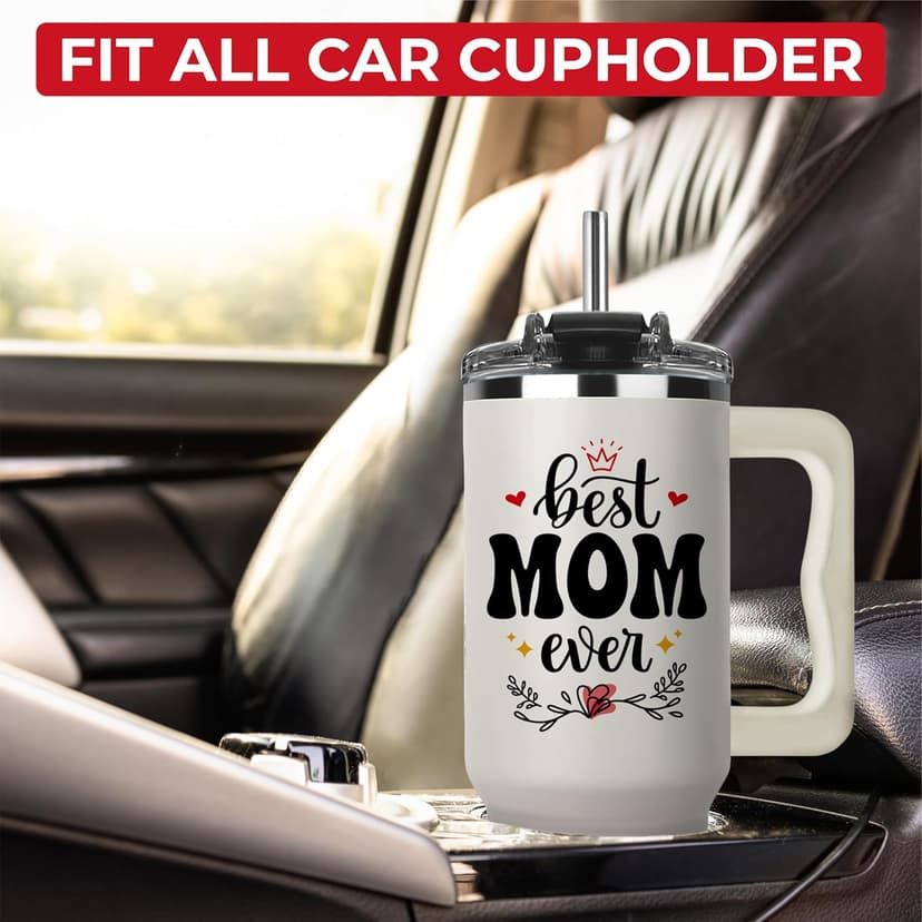 Best Mom Ever Tumbler, Mommy Coffee Mug, Mama Tumblers, Momma Gift Ideas, Funny Birthday Present For Her, Mom Cup, Cute Mother Day Gift Tumbler With Handle 40oz