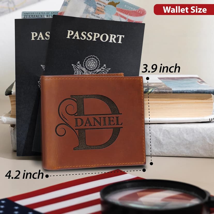 Masat Customized Personalized Wallet for Men, Custom Gifts for Father, Customized Monogram Wallet for Men, Son, Grandpa, Boyfriend, Fathers Day, Wedding, Anniversary, Birthday, Graduate