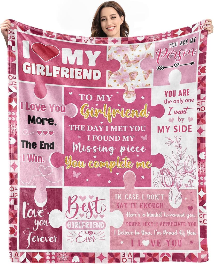 Gifts for Girlfriend from Boyfriend - Valentines Day Girlfriend Gifts for Birthday Mothers Day Christmas - Anniversary Romantic Gift for Her Women - Cute GF Gift Ideas - Soft Flannel Blanket 60"x50"