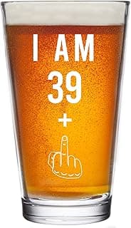 39 + One Middle Finger 40th Birthday Gifts for Men Women Beer Glass – Funny 40 Year Old Presents - 16 oz Pint Glasses Party Decorations Supplies - Craft Beers Gift Ideas for Dad Mom Husband Wife 40 th