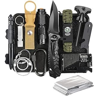 TRSCIND Gifts for Men Husband Dad Christmas, Survival Kit, Emergency Survival Gear and Equipment 14 in 1, Stocking Stuffers Birthday Gifts for Him Boyfriend, Hunting Fishing Camping Accessories, Cool Gadget
