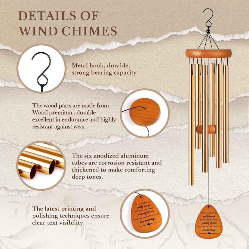 SteadStyle 50th Anniversary Wind Chime Gifts, Happy 50th Wedding Decoration Gifts for Parents, Couples, Friends, Golden Anniversary Keepsake