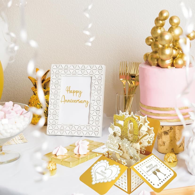 Asmallgf Happy 50th Anniversary Pop Up Card, Comfort Fifty Year Golden Wedding Anniversary Cards for Couple, Perfect Anniv Card for Couple Husband Wife