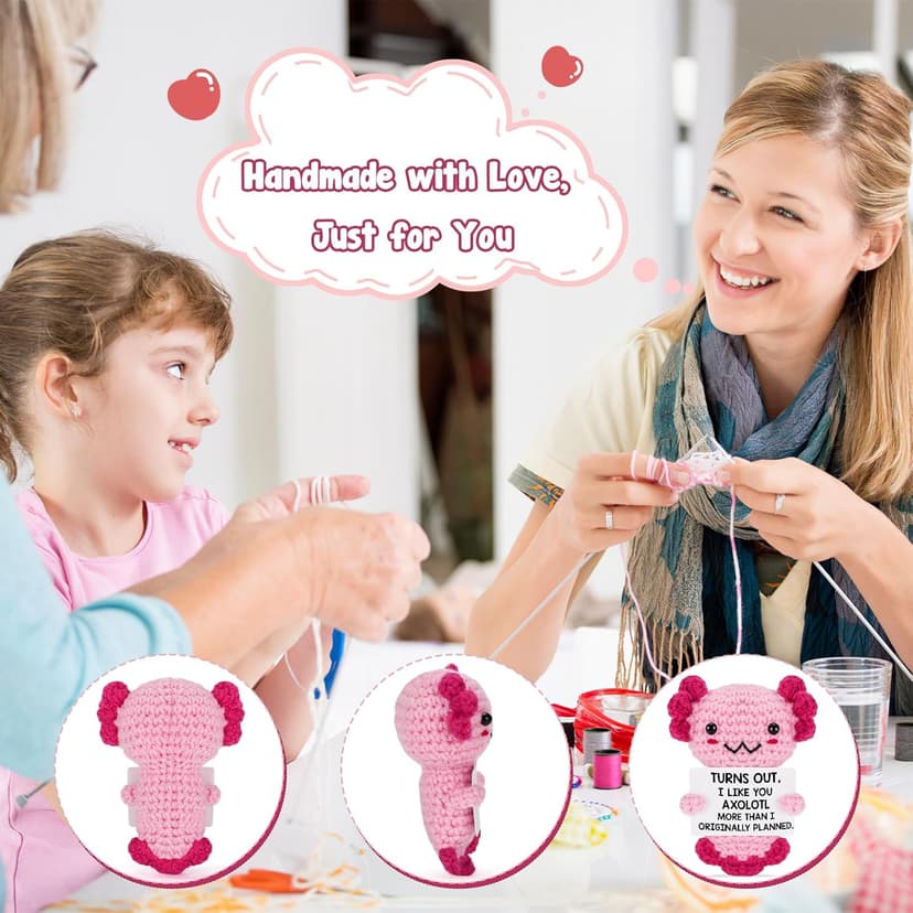 Gifts for New Relationship, Crushes, Valentines, Anniversaries for Him or Her - Mini Crochet Axolotl - Turns Out I Like You More Than Planned, Will You Be My Girlfriend Boyfriend Gf Bf