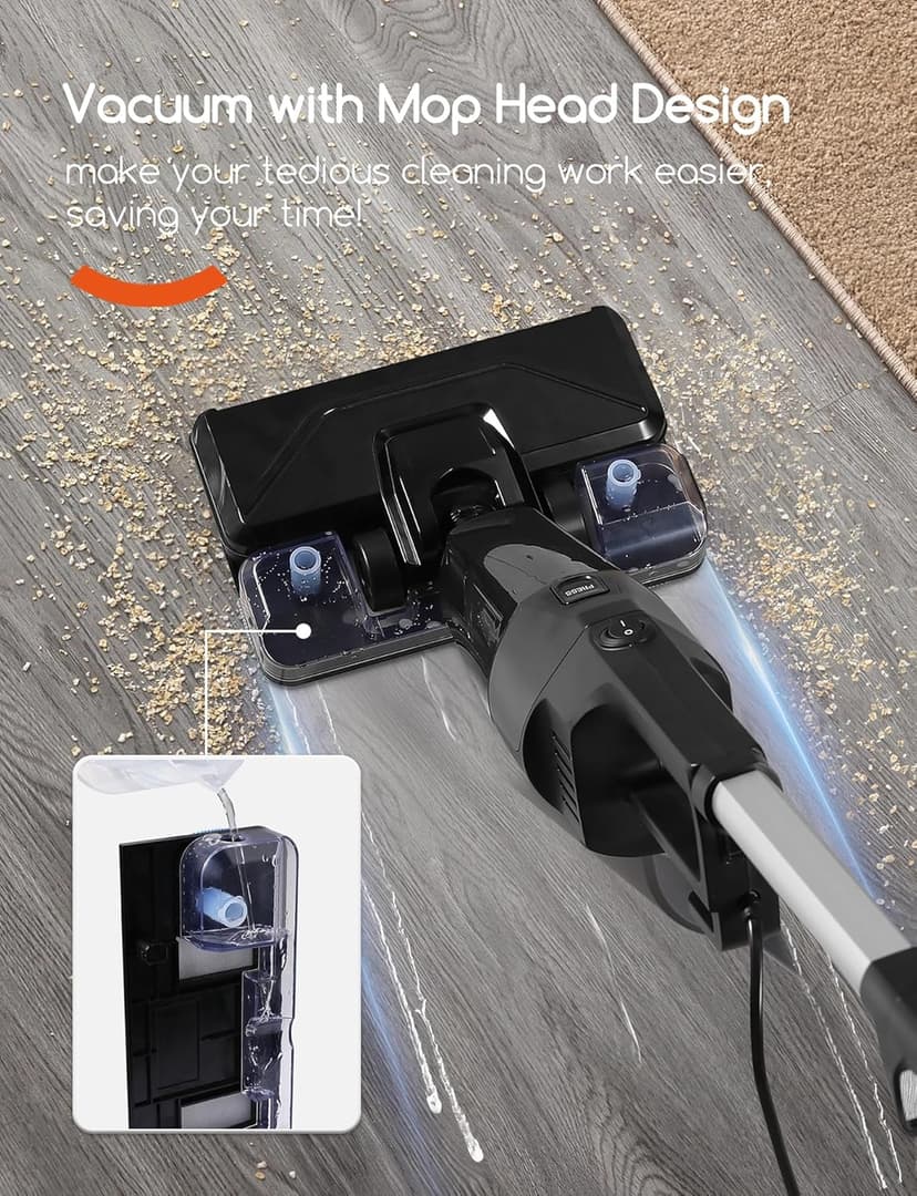 Stick Vacuum Cleaner with 3 Mop Pads Electirc Mop 600W 18kpa Powerful Suction Corded Upright Vacuum Lightweight Electric mop for Tile Hardwood Floor,Marble Cleaning