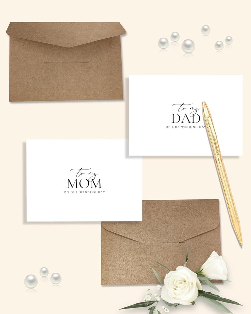 Set of 2 Wedding Day Card for Parents, To My Dad and Mom On Our Wedding Day, Parents Of The Bride/Groom Gifts. (Dad/Mom A)