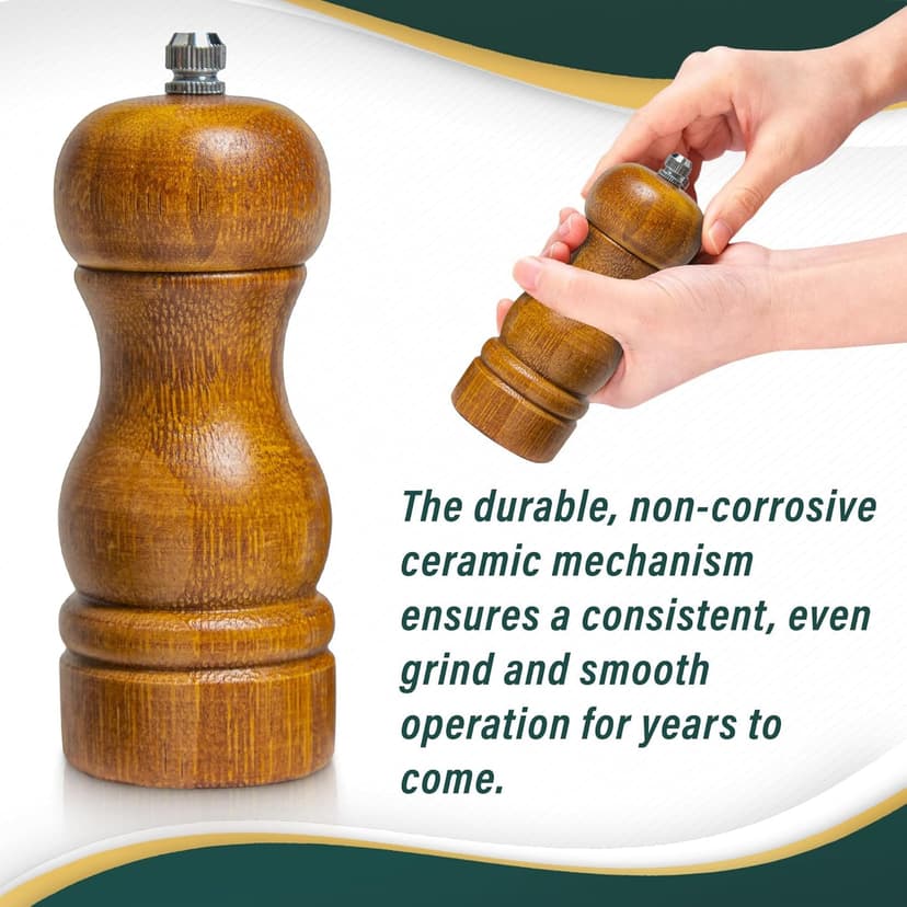 Gourmet Peppercorn Gift Set with Wooden Pepper Mill in Gift Box - 4 Variety (Green, Black, White, Medley). Unique Christmas Gifts for Dad Gifts Stocking Stuffers for Adults Mother Day Fathers Day