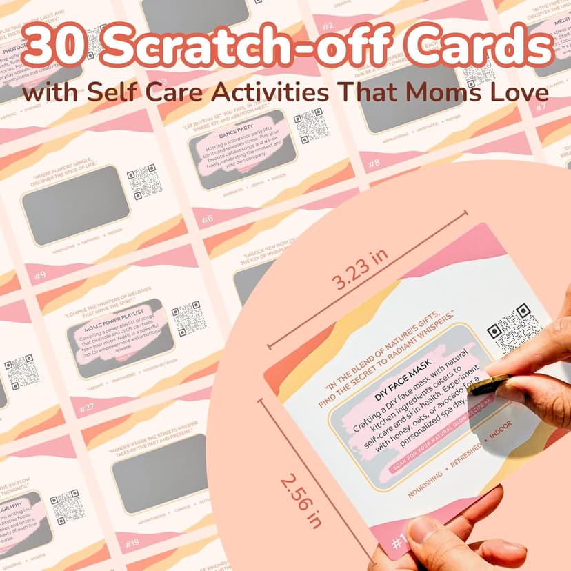 Self Care Gift for Women - 30 Scratch Off Cards with Fun Activities for Mothers - Mom Birthday Gifts from Daughter, Son, Kids - New Mom Gifts - Self Care Present for Coworker, Friend, Sister, Aunt