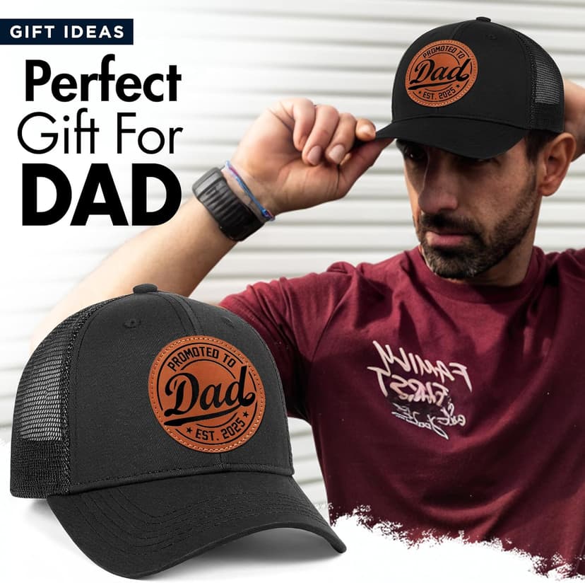 Dad Est 2025 Hat – First Time Dad Gifts Ideas - Meaningful Gifts for New dad on Christmas or His Birthday - Comfortable Baseball Cap Men Love with Premium Leather Patch Design