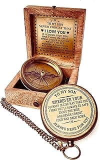 Gift for Son from Mom Dad | Engraved Compass 2" - Father to Son Gifts, Mom to Son Gifts for Graduation 2025, Birthday Baptism Confirmation Communion
