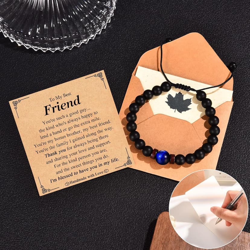 Bracelets Gifs for Friend Brother Husband Dad Brother in Law Son in Law Uncle Son Grandson Nephew, Birthday Christmas Valentines Fathers Stocking Stuffers Gifts for Men Boys Him with Sentimental Card