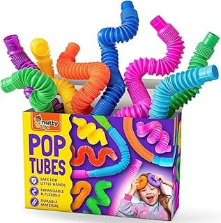 Nutty Toys Pop Tubes - Sensory Toys - Endless Creativity & Fun for Kids and Toddlers |8 Pack Large| - Connect & Pop! Top ADHD Autism Fidget 2025, Best Boy & Girl Christmas Stocking Stuffers Gift Idea