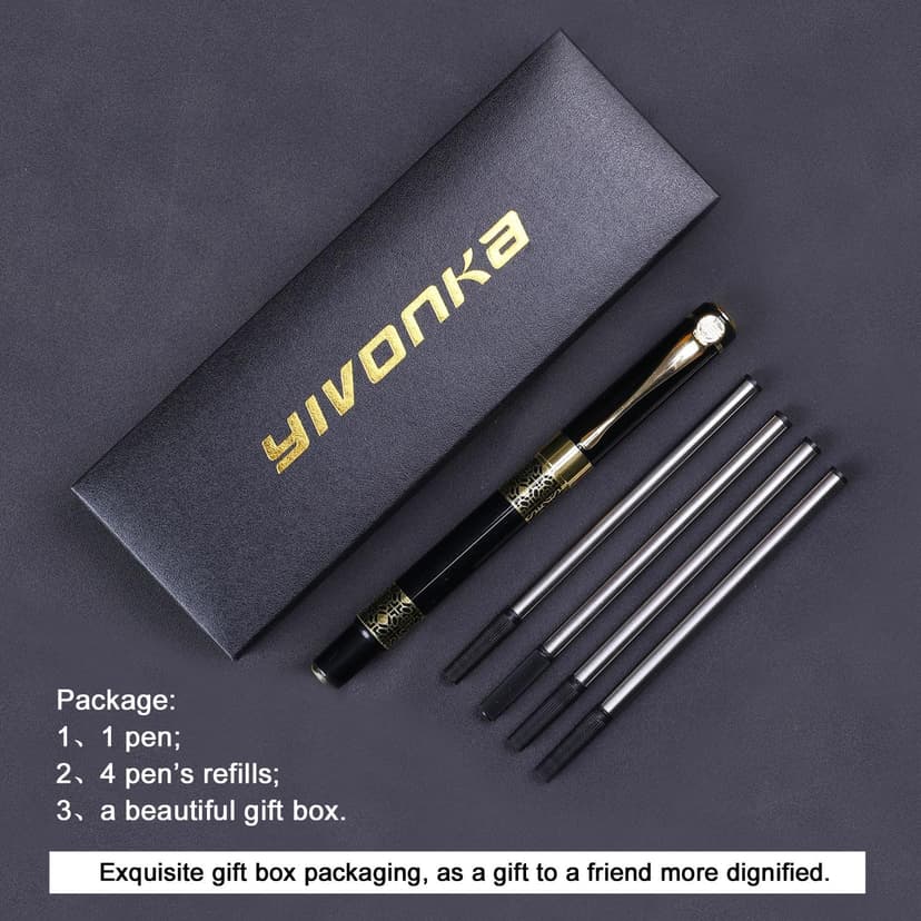 YIVONKA Ballpoint Pen Black Refill,business pens,Luxury Pen,Best Ball Pen Gift Set for Men & Women Professional Executive,Office,Nice Pens Classy Gift Box (Black)