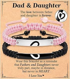 Matching Heart Bracelets for Dad Daughter Birthday Valentine's Father's Day Gifts Christmas Gifts