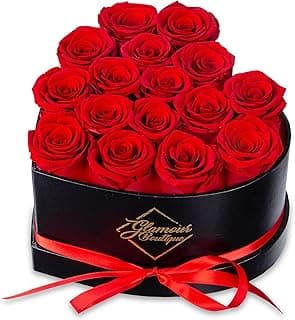 16 Flower Forever Heart Shape Box - Preserved Roses Gift for Her, Preserved Flowers, Red