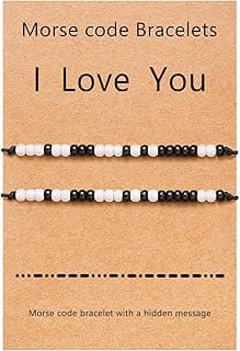 Desimtion Couples Bracelets I Love You Morse Code Matching Bracelets for Couples Gifts for Him and Her, Long Distance Relationship Gifts for Boyfriend and Girlfriend