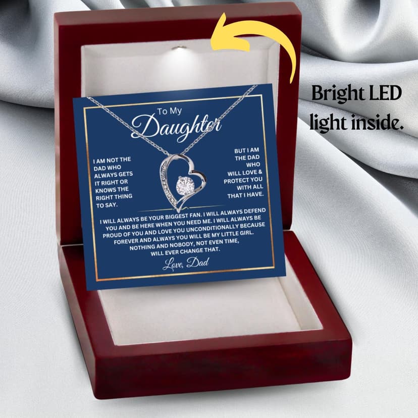 To My Daughter Necklace From Dad With Heartfelt Message, Daughter Birthday Present From Dad, Jewelry Gifts For Graduation for Her From Mom or Daddy, 14K Pendant