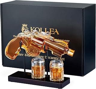 Birthday Gifts for Men Dad, Kollea Gun Whiskey Decanter Set with Shot Glass, Cool Anniversary Christmas Gifts Ideas for Him Husband Brother, Funny Military Retirement Present, Home Bar Drinking Party