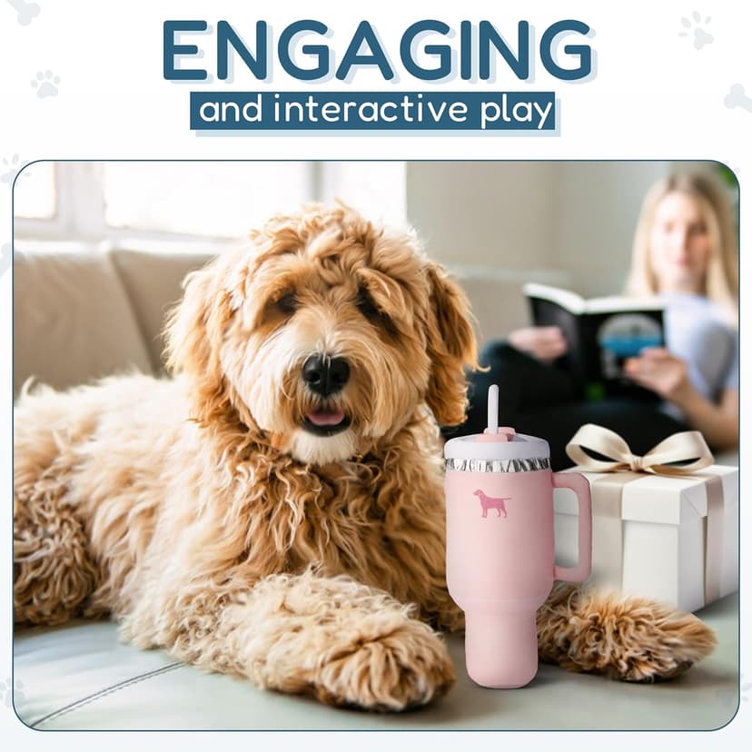 Pup Cup Tumbler Dog Toy – Birthday Dog Toy, Funny Squeaky Plush Puppy Gift, Cute Birthday Present (Pink Peach Dust)