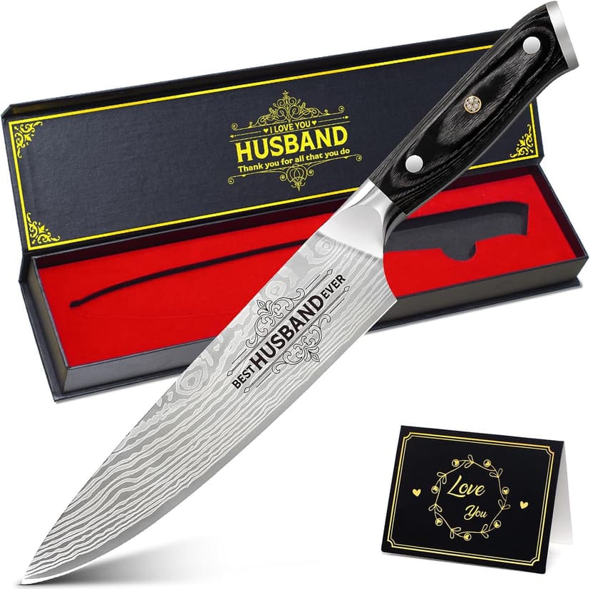 Anniversary Men Gifts for Husband from Wife Husband Birthday Gifts 8 inch Kitchen Knife Gifts Set for Men Professional Chef's Knife Christmas Presents for Him Husband(Best Husband)