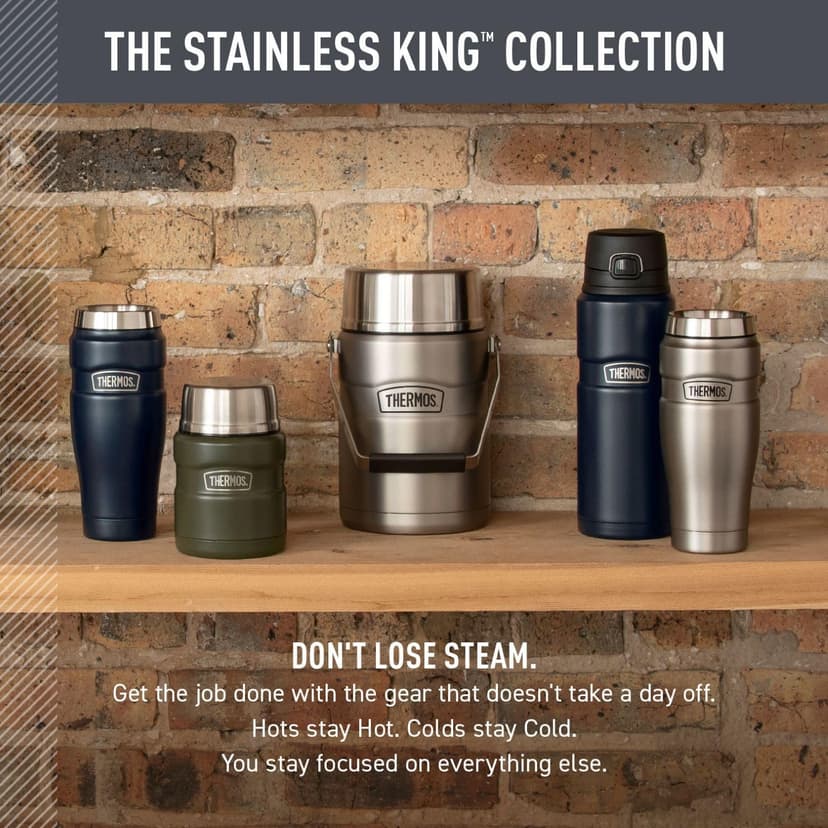 THERMOS Stainless King Vacuum-Insulated Drink Bottle, 24 Ounce, Matte Steel