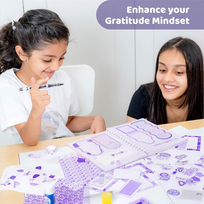 jackinthebox Gratitude Journal Kit for Girls Ages 8-12, 242 pcs, Scrapbooking Journal Set for Teen & Tween Girls,10 Fun Gratitude Exercises, Journal Art & Craft Kit, Ideal Gift for Girls 8 9 10 11 12