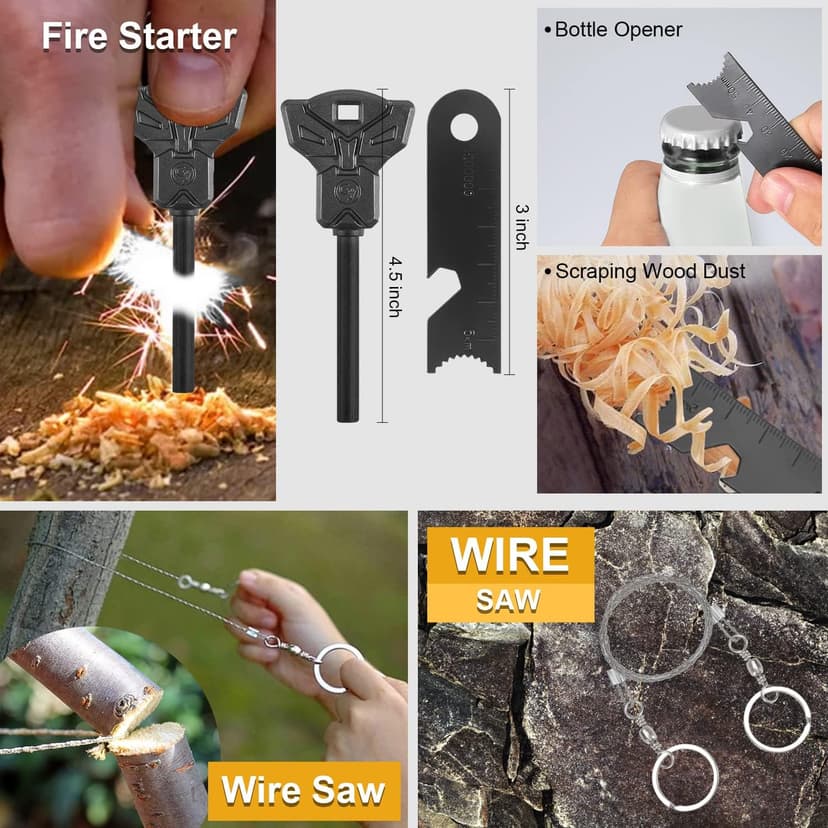 XKASE Survival Kit, Gifts for Men Dad Husband, Emergency Survival Gear and Equipment 19 in 1, Fishing Hunting Birthday for Men, Camping Accessories, Cool Gadget, Camping Essentials