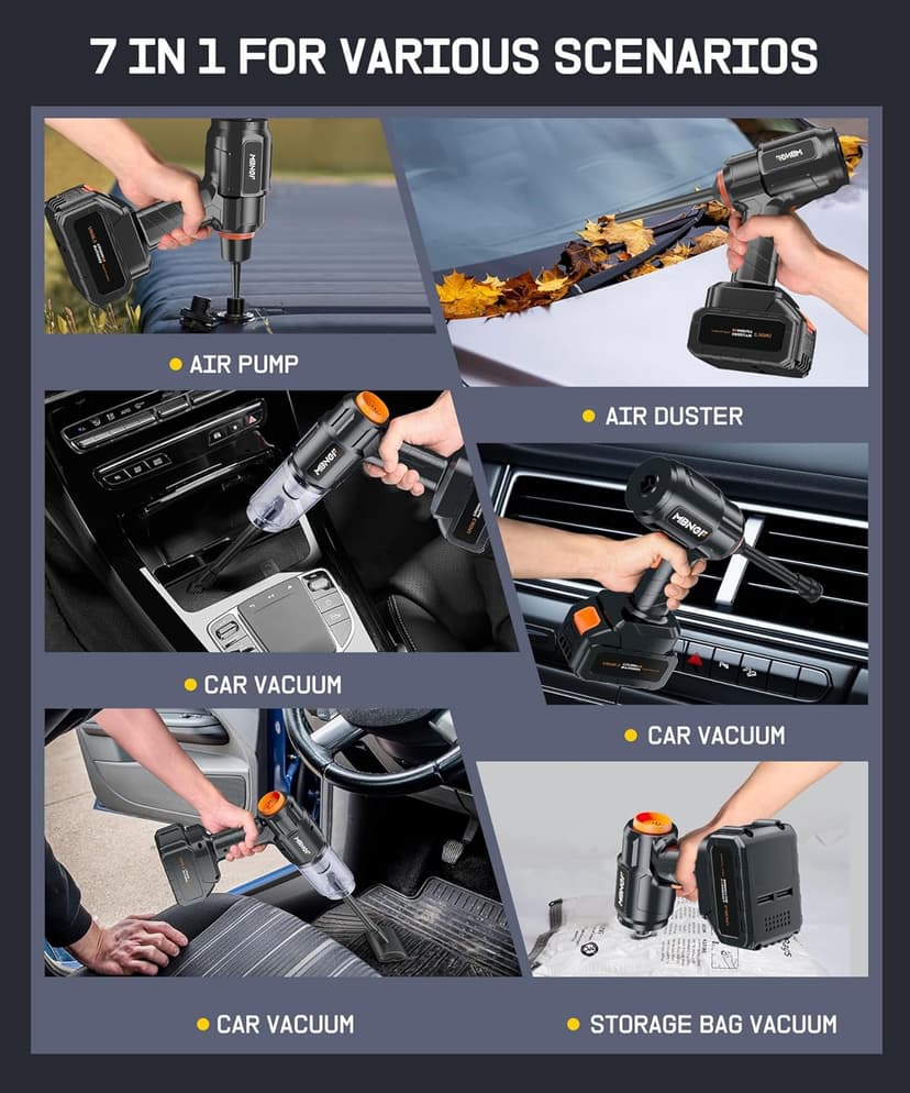 Car Vacuum Portable Cordless,35000PA High Power Suction & Blower, Handheld Vacuum Cleaner for Car, Home, Desktop, Keyboard(Fog Black)