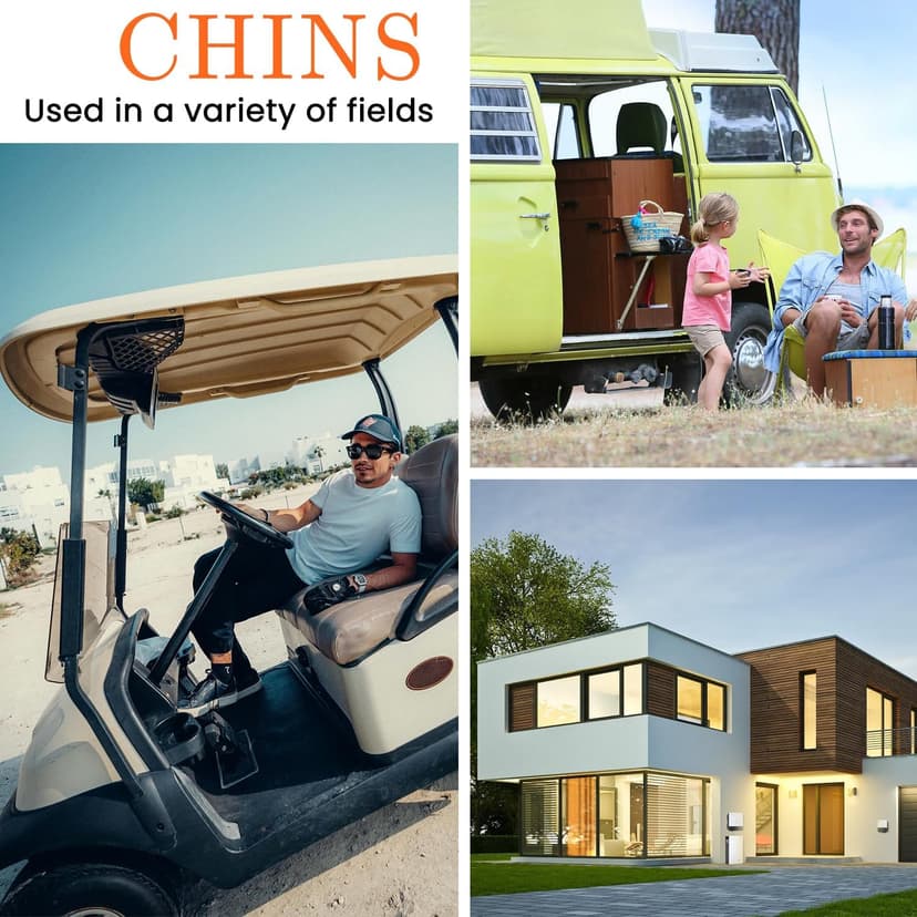 CHINS 48V Lithium Golf Cart Battery, 48 Volt 100Ah LiFePO4 Battery, Built-in Bluetooth 200A BMS, Includes 48V 18A Charger, Monitor, Perfect for Golf Carts