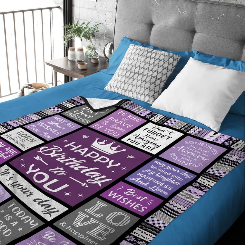 Yamco Birthday Gifts for Women - Happy Birthday for Woman Throw Blanket 60"x50" - Women's Birthday Gifts Unique - Cool Presents for Her Birthday - Female Bday Gift Ideas Friendship - Bday Decorations