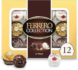 Ferrero Collection, 12 Count, Premium Gourmet Assorted Hazelnut Milk Chocolate, Dark Chocolate and Coconut, 4.6 oz