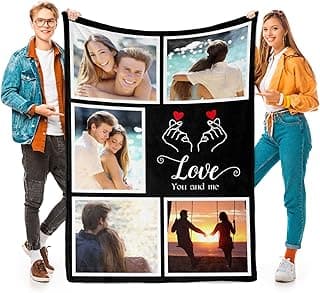 Custom Photo Blankets Using My Own Photo, Personalized Couples Gifts for Valentines Day Gifts for Him & Her
