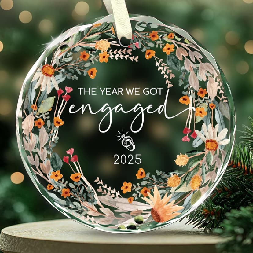 Engagement Gifts for Couples - The Year We Got Engaged 2025 Glass Ornament – Just Engagement Present Ideas for Newly Engaged Women, Bride to Be, Fiance, Friend, Daughter,Christmas Engage Ornamnet