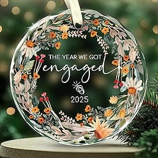 Engagement Gifts for Couples - The Year We Got Engaged 2025 Glass Ornament – Just Engagement Present Ideas for Newly Engaged Women, Bride to Be, Fiance, Friend, Daughter,Christmas Engage Ornamnet