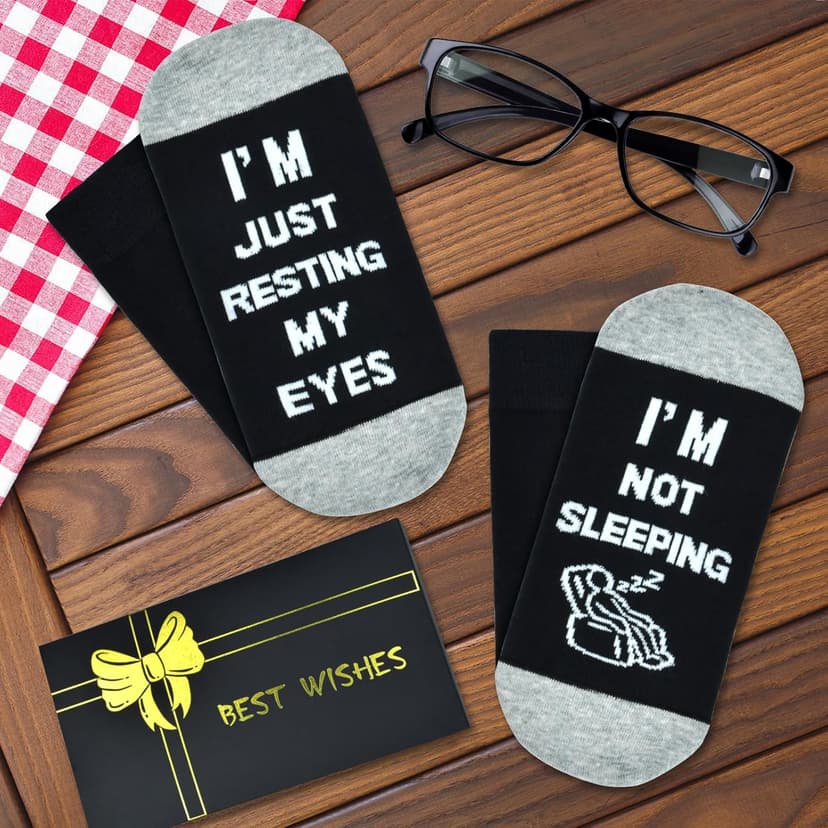 Dealswin Birthday Gifts for Men Dad Fathers Him Husband, I'm Not Sleeping I'm Just Resting My Eyes Socks
