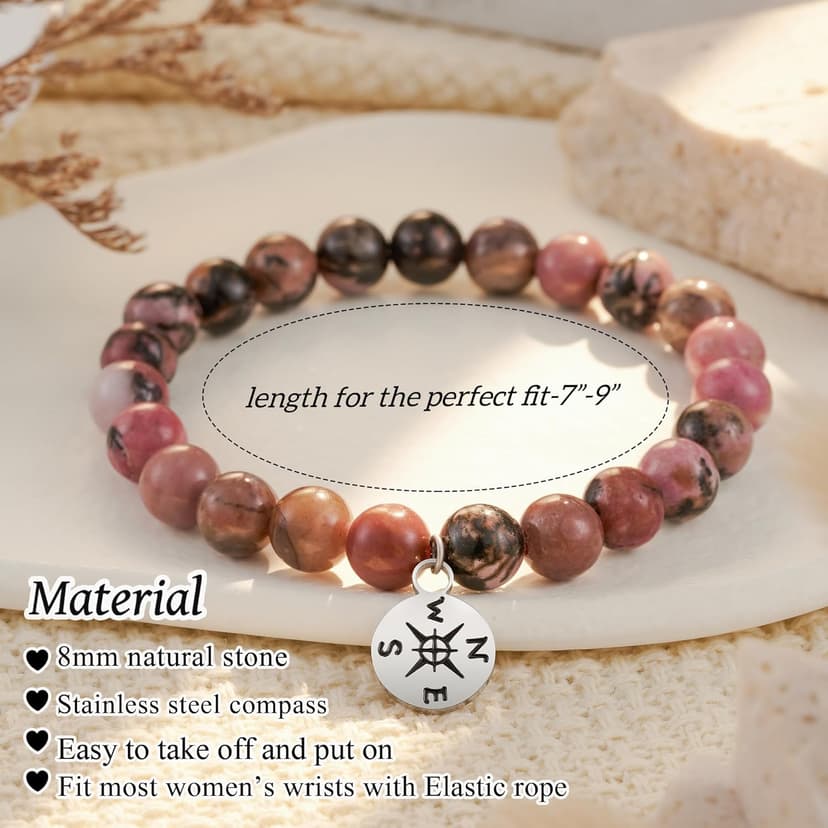 HGDEER Natural Stone Retirement Bracelet for Women/Men 2025, Going Away Farewell Gifts Valentine Gift For Coworkers Teacher with Gift Message Card