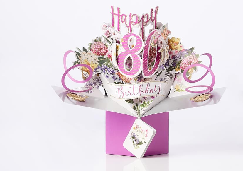Happy 80th Birthday Pop-Up Greeting Card Original Second Nature 3D Pop Up Cards