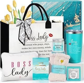 Boss Lady Gifts for Women, Bosses Day Gifts for Women, Best Boss Christmas Gift with Canvas Tote Bag, Funny Cool Box for Bosses Female, Office Leader Appreciation Gift for Birthday Boss's Day