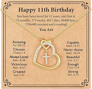 Happy 6th 7th 8th 9th 10th 11th 12th 13th Birthday Necklace Gifts for Girls, 14K Gold Plated Necklace Religious Christian Jewelry for Her 16+3 Inches
