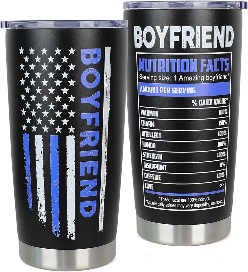 Gifts for Boyfriend Birthday - Cool Valentines Anniversary Day Gifts for Him Boyfriend from Girlfriend - Gift To My Boyfriend's Christmas 20oz Insulated Tumbler