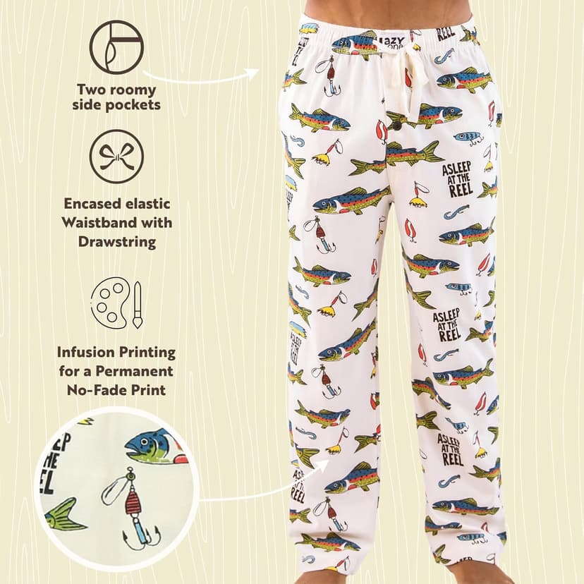 Lazy One Funny Ocean Pajama Pants For Men, Men's Separate Bottoms, Lounge Pants, Fishing PJs