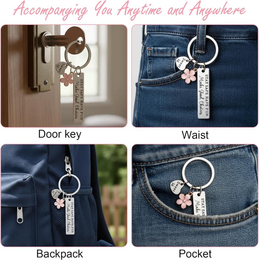 Ouligay Sweet 16 Gifts for Girls, 16th Birthday Gift for Girls Keychain, Sweet Sixteen Christmas Gifts for 16 Year Old Girl, 16th Party Decoration Favors for Teen Girl Daughter Sister Best Friend